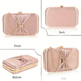 Adisa Bow Formal Party Clutch With Gold Chain For Women And Girls (Cl102-Pin_Pink Taupe),Pink Taupe,,B0CLJHXW6M