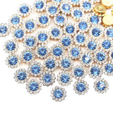 12mm 150pcs Crystal Sky Blue Sew on Rhinestones, Crystals Glass Gems with Metal Base Claw Flatback Rhinestones for Crafting, Sun