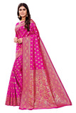 Sugathari Womens Banarasi Saree Pure Kanjivaram Silk Saree Soft New Ladies 2023 Design Wear Pattu Sarees Latest Cotton Party Sari Collections With Blouse Piece For Wedding Sadi (Pari S-1 Pink)