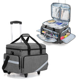Trunab Rolling Medical Bag with Detachable Trolley, Nurse Rolling Bag with Removable Dividers 15.6 Laptop Sleeve, First Aid Resp