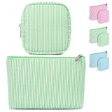 Breteil 2PCS Small Makeup Bag for Purse Cute Make up Bag with Mini Cosmetic Bag with Slip-in Pockets Candy Stripes Makeup Pouch 