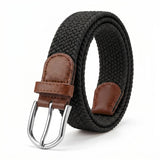 Simpl Living Canvas Elastic Braided Woven Stretch Fabric Casual Belt For Men And Women (Black 01, Fits Upto 40 Waist)