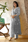 Gosriki Women'S Rayon Blend Anarkali Printed Kurta With Pant & Dupatta (Renu Grey-Gs_Xl_Grey_X-Large),Grey,,B0DC6L5W1Z