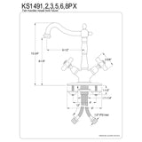 Kingston Brass Ks1498Px Heritage 4 Plate Vessel Sink Faucet Without Pop-Up Rod, Brushed Nickel