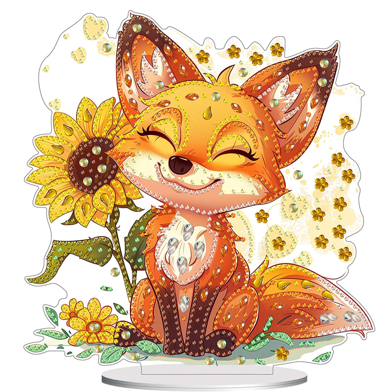 Diamond Painting Kits for Adults Beginners, 5D Full Drill Fox Crystal Art Desktop Ornament, DIY Single Sided Home Office Desk De