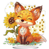 Diamond Painting Kits for Adults Beginners, 5D Full Drill Fox Crystal Art Desktop Ornament, DIY Single Sided Home Office Desk De