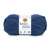 Lion Brand Yarn, Basic Stitch Anti Pilling, Deep Denim Heather Blue, 1 Pack