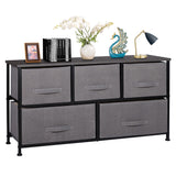 SUPER DEAL 5 Drawer Dresser for Bedroom Fabric Chest of Drawers for Closet Wide Clothes Storage Organizer with Heavy Duty Steel 