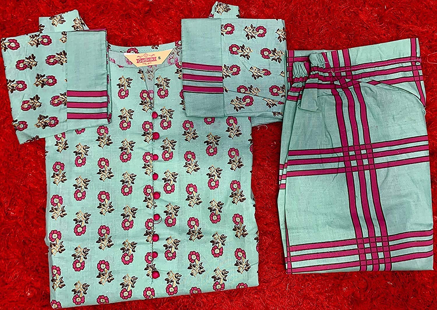 Anni Designer Women'S Cotton Printed Straight Kurta With Palazzos & Dupatta (Deb-Cotton Set4_Xl) Multicolour,Multicolour,XL,Cotton,Straight,Dupatta