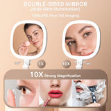 Beautifive Makeup Mirror with Light and Magnification, 10X/1X Light Up Makeup Mirror Travel Lighted Make Up Mirror with Adjustab