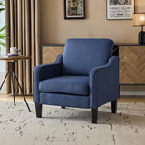 VINGLI Navy Blue Accent Chairs for Living Room, Line Comfy Upholstered Chair Mid Century Modern Armchair for Bedroom, Home Offic