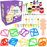 FUNGYAND Sandwich Bread Cutter Set, 45 in 1 Bento Lunch Box Accessories Kit Includes Fruit Cutter, Animal Food Picks, Rice Ball 