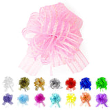 Allgala 12-PC 4 Inch Medium 3CM Organza Ribbon Pull Flower Bow for Gift Wrapping Baskets Wedding D cor - Pink-GP90609