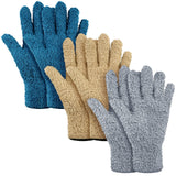 Patelai 3 Pairs Microfiber Plant Dusting Gloves Leaf Cleaning Gloves for Indoor Plants, Blinds, Furniture, House(Large,Dark Blue