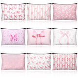 Kacctyen 9 Pcs Pink Bow Makeup Bag for Women Coquette Cosmetic Bag Bulk Preppy Pouch Coquette Gift with Zipper for Birthday Paty