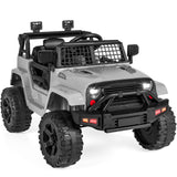 Best Choice Products 12V Kids Ride On Truck Car w/Parent Remote Control, Spring Suspension, LED Lights, AUX Port - Gray