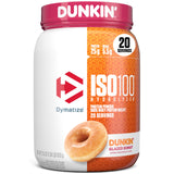 Dymatize x Dunkin Glazed Donut ISO100 Whey Protein Powder, 25g of Protein, 5.5g BCAAs, 120 Cal., Gluten Free, 1g Fat, 1g Sugar,