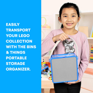 Bins & Things Storage Bin Box Organizer - Building Blocks Containers Storage and Toy Suitcase - Kids Toy Storage Organizer for S