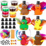 AmazingSpark 12 Sets Thanksgiving Turkey DIY Craft Kits Fall DIY Turkey Air Dry Clay Modeling Fall Crafts Ornament for Friendsgi