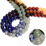 65Pcs 6mm Chakra Beads Natural Round Loose Real Stone Beads Gemstone Genuine for DIY Hand Made Craft Jewelry Bracelet Earring Ne