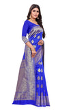 Sugathari Womens Banarasi Saree Pure Kanjivaram Silk Saree Soft New Ladies 2023 Design Wear Sarees Latest Cotton Party Sari Collections With Blouse Piece For Wedding Sadi (Sam Pari-120 Royalblue)