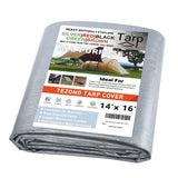 Tarps Heavy Duty Waterproof 14x16ft,TEZONG 12Mil Silver Tarp Plastic Tarpaulin Outdoor Tarp Cover for Emergency Rain,Patio Furni