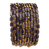 DADIFEN Glass Rice Beads Purple 4x6mm 50pcs Faceted Oval Golden Edge Crystal Loose Beads for DIY Craft Jewelry Making