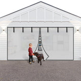 LIAMST Privacy Garage Door Screen Blackout for 2 Car Garage-14x7FT Privacy Silver Grey Heavy Duty Magnetic Garage Screen, Hands 