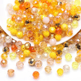 200PCS 6MM Crystal Glass Beads for Jewelry Making Yellow Series Rondelle Facted Crystal Glass Beads for Bracelet Making Round Gl
