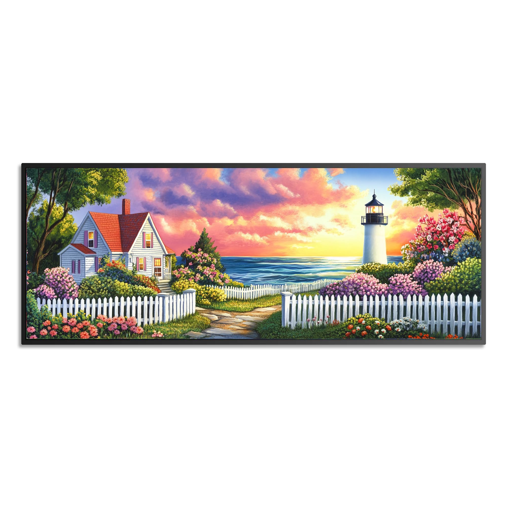 Wergund 5D DIY Large Diamond Art Kits for Adults Lighthouse, Large Size Diamond Art Cabin, Full Drill Crystal Rhinestone Embroid