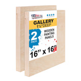 U.S. Art Supply 16 x 16 Birch Wood Paint Pouring Panel Boards, Gallery 11/2 Deep Cradle (Pack of 2) Artist Depth Wooden Wa