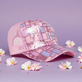 Zaysoo Geometric Sequin Trucker Cap For Women | Sparkle Mesh Baseball Cap | Adjustable Snapback Fashion Hat For Parties, Festiva