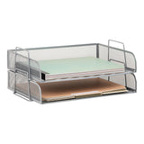 Mind Reader Stackable Paper Tray, Desktop Organizer, File Storage, Office, Metal Mesh, 2 Pcs., Silver