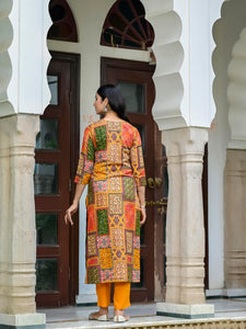 Gosriki Women'S Rayon Blend Straight Printed Kurta With Pant (Nimmi Multi-Vks01-Gs_Xl_Multi_X-Large) Multicolour,Multicolour,,B0DCK62Y55