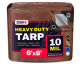 6' x 8' Brown/Silver Heavy Duty Tarp with Grommets Reinforced - 10 Mil Thick - Double Sided Plastic Waterproof Tarps - Large Tar