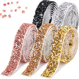 Xinnun 5 Rolls Bright Colors Self Adhesive Rhinestone Ribbon Crystal Shiny Rhinestone Strips Ribbon Resin Diamond Glitter Trims 