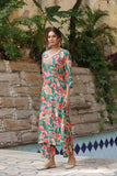Gosriki Women'S Cotton Blend Straight Printed Kurta With Palazzo (Chinki Green-Gs_L_Green_Large),Green,,B0CPXVD3F8