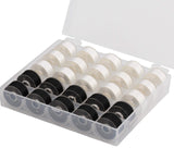 Simthread 25pcs 15White+10Black Prewound Bobbin Thread Size A Class 15 (SA156) 60WT with Clear Storage Plastic Case Box 70D/2 fo