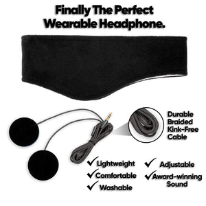 CozyPhones Over The Ear Headband Headphones - Sleep Headphones - New Contour Series with Cool Mesh Lining & Thin Earphones - Bla