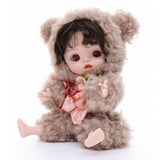 Reborn Baby Doll 10 Inch - Lifelike Full Vinyl Girl in Cozy Brown Bear Outfit - Comfort Collectible Doll Gift for Girls