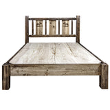 Montana Woodworks Homestead Collection Queen Platform Bed With Laser Engraved Moose Design, Stain & Clear Lacquer Finish