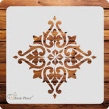 Kachi Pencil Floral Pattern Design Mandala Craft Stencil for Art and Painting, Size 6 x 6 inch Reusable Stencil for Painting, Fa