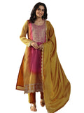 Libas Women'S Silk Blend Kurta Set (49512_Mustard_L)