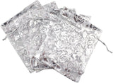 brown leaf 12X9 Cm Transparent White Printed Organza Potli Bags Jewellery Pouch Best for Wedding Diwali Rakhi Party Supply Birth
