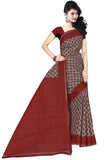 Tamaira Fashion Plain Weave Womens Pure Cotton Saree Without Blouse Piece (2340_Grey And Maroon)