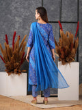 Gosriki Women'S Cotton Blend Straight Printed Kurta With Pant & Dupatta (Vedhabali Blue-Gs_Xl_Blue_X-Large),Blue,,B0D5VK4PY1