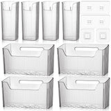 SiliFine 8 Pcs Storage Organizer Bins Wall Mounted Organizer Basket Plastic Cabinet Door Bins Stackable Hanging Baskets for Orga