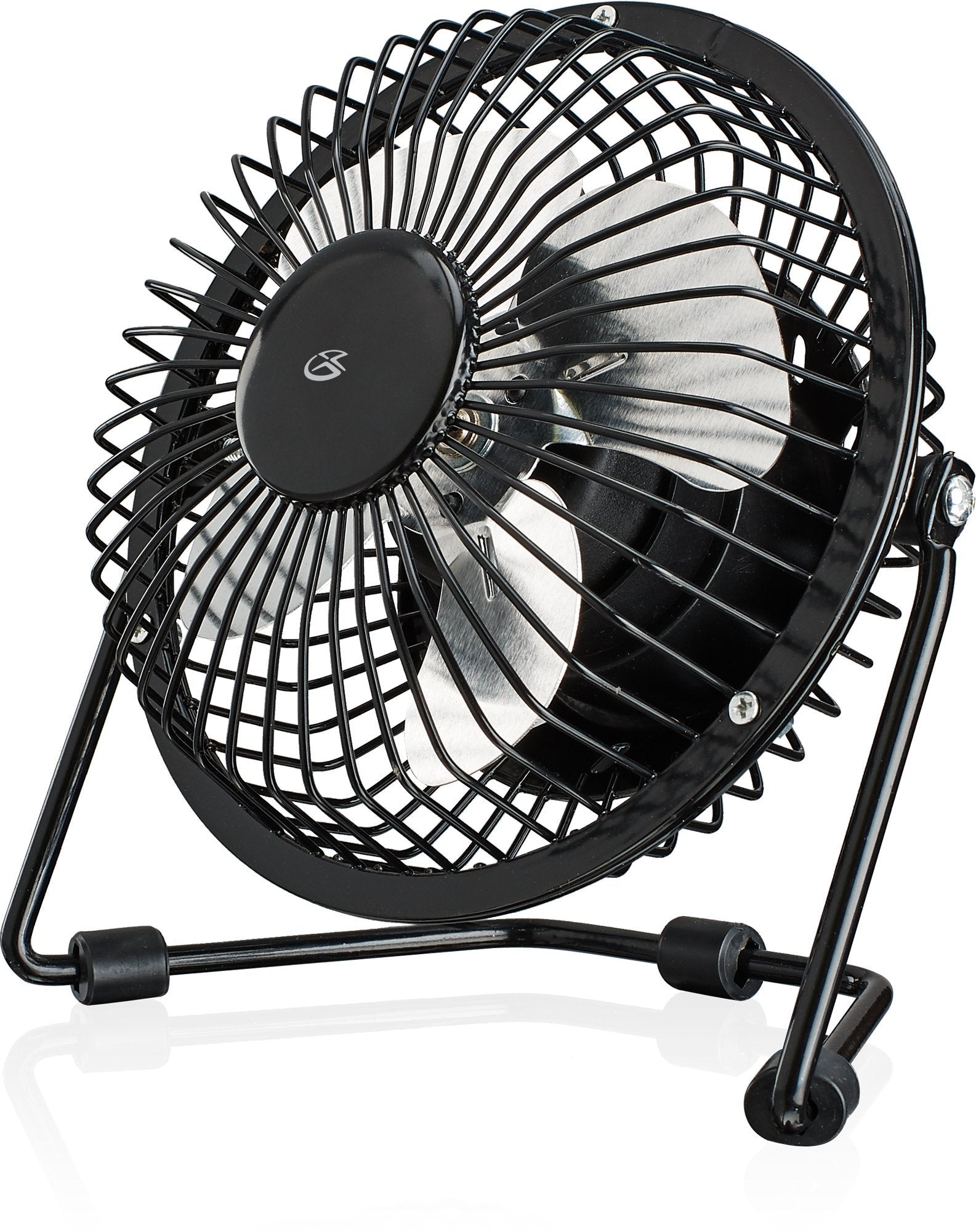 GPX Mini 4 USB Personal Fan, Compatible with Computers, Laptops, Portable Chargers, Black (AU25B)