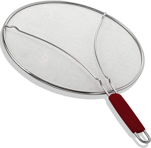 13 Grease Splatter Screen for Cooking | Stainless Steel Oil Splatter Guard and Ultra-Fine Mesh Protects Skin from Burns | TPR 