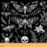 jejeloiu Death Moth Fabric by The Yard 10 Yards Kids Skull Boho Bohemian Upholstery Fabric for Chairs Mystical Creatures for Hom